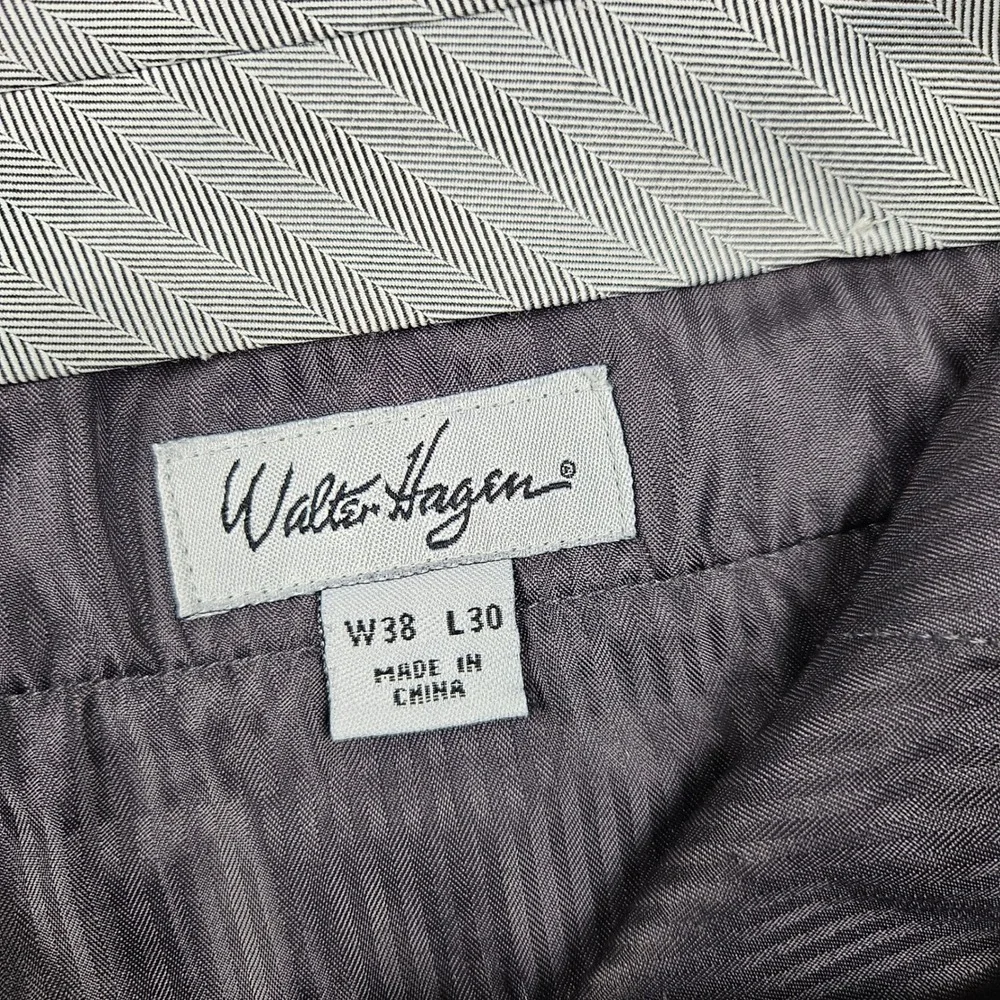 Walter Hagen Mens Golf Pants 38 Gray Performance Flat Front Trousers RN104141